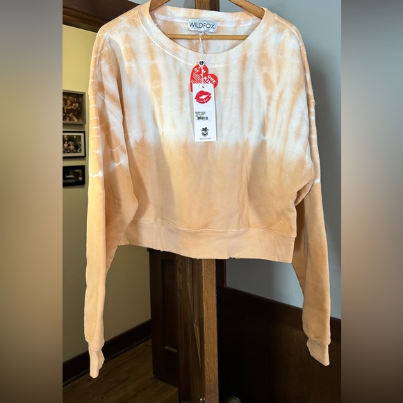 WILDFOX Knit Melon Wash Regal Crew Neck Long Dolman Sleeve Pullover - Picture 4 of 7